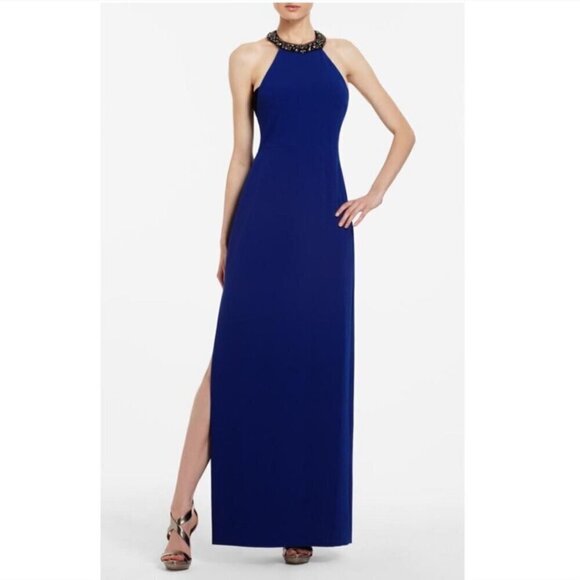 BCBGMaxAzria Dresses & Skirts - BCBGMaxAzria Halter dress - rhinestones - Blue
